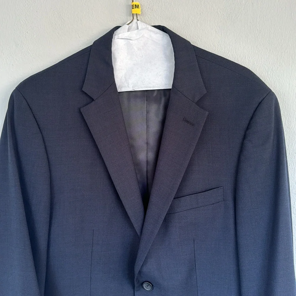 Pronto Uomo Platinum navy blue wool double button blazer jacket size 40 regular